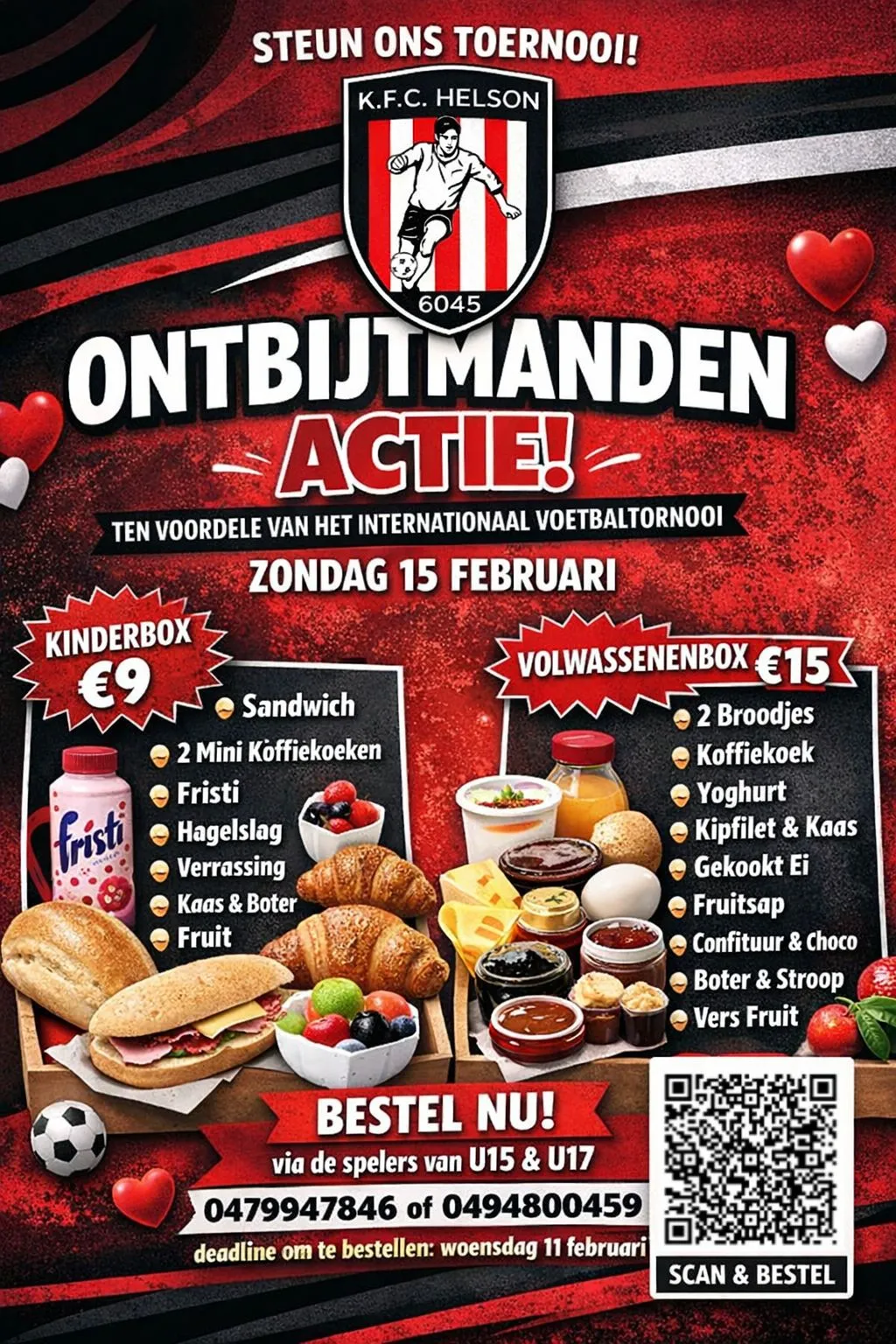 Ontbijtmandenactie KFC Helson – steun internationaal tornooi in Salou